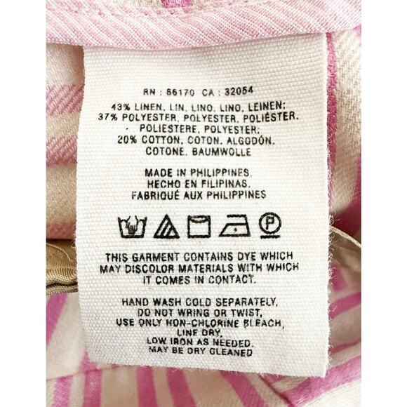 Anthropologie x Cartonnier Women's Pink Beige Linen Striped Sailor Shorts Retro - Picture 9 of 10